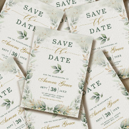 Quinceanera Save the Date Groene Begroeiing Goud E Kaart