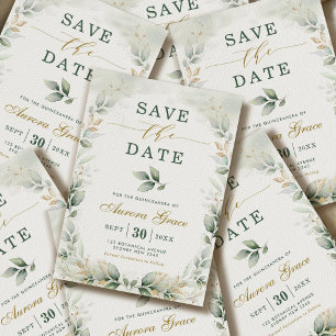 Quinceanera Save the Date Groene Begroeiing Goud E Kaart