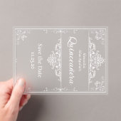 Quinceañera - Save the Date Light Blue Elegant Acryl Uitnodigingen (Insitu (Draagbaar))