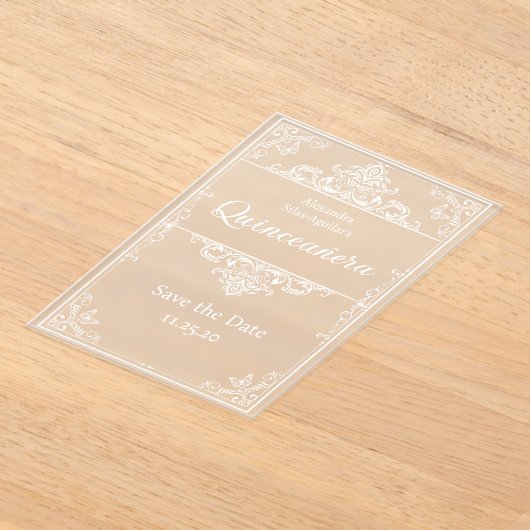 Quinceañera - Save the Date Light Blue Elegant Acryl Uitnodigingen (Laagn)