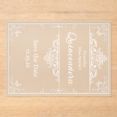 Quinceañera - Save the Date Light Blue Elegant Acryl Uitnodigingen (Voorkant)