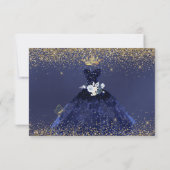 Quinceanera Save the Date Navy Blue Gown Kaart (Achterkant)