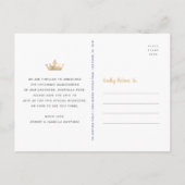 Quinceañera Save the Date Navy Gold Glitter Crown Uitnodiging Briefkaart (Achterkant)