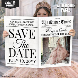 Quinceañera Save the Date Newspaper Photoshoot