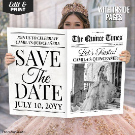 Quinceañera Save the Date Newspaper Photoshoot