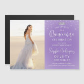 Quinceañera Save the Date Photo Lilac Purple Stars Magnetische Uitnodiging (Voorkant / Achterkant)