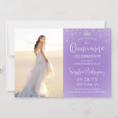 Quinceañera Save the Date Photo Lilac Purple Stars Magnetische Uitnodiging (Voorkant)