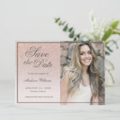 Quinceañera Save the Date Roos Gold Glitter Photo (Staand voorkant)