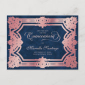 Quinceanera Save the Date Roze Briefkaart (Voorkant)