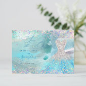 Quinceanera Save the Date Silver Aqua Blue Dress (Staand voorkant)