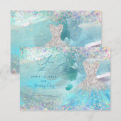 Quinceanera Save the Date Silver Aqua Blue Dress (Voorkant / Achterkant)