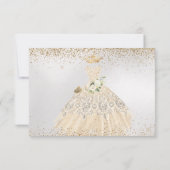 Quinceanera Save the Date Silver Faux Glitter Gown Kaart (Achterkant)