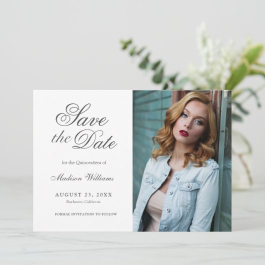 Quinceañera Save the Date Sweet 15 Photo (Staand voorkant)
