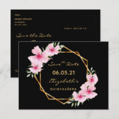Quinceanera Save the Date tropical gold black chic Briefkaart (Voorkant / Achterkant)