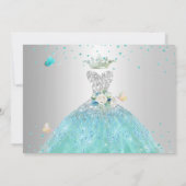Quinceanera Save the Date Turquoise Silver Kaart (Achterkant)
