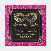 Quinceanera Save the Date Verjaardag Roze Goud Magneet (Voorkant)