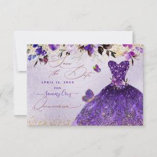 Quinceanera Save the Date Violet Paarse Dress