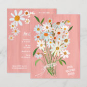 Quinceañera Schattige Daisy Boeket Handgeschilderd Kaart (Voorkant / Achterkant)