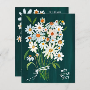 Quinceañera Schattige Daisy Boeket Handgeschilderd Kaart