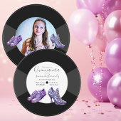Quinceañera Schoenen Vinyl Record Foto Paarse Kaart