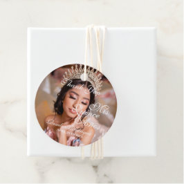 Quinceanera script foto 15e verjaardag bedankjes labels