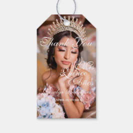 Quinceanera script foto 15e verjaardag cadeaulabel