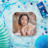 Quinceanera script foto 15e verjaardag papieren bordje (Feest)