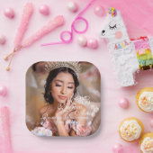 Quinceanera script foto 15e verjaardag papieren bordje (Feest)