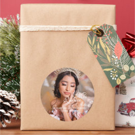 Quinceanera script foto 15e verjaardag ronde sticker