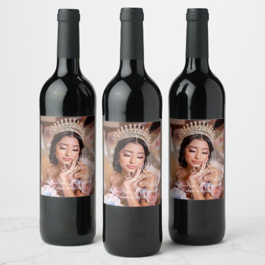 Quinceanera script foto 15e verjaardag wijn etiket (Flessen)