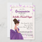 Quinceañera Sering Elegante Prinses Uitnodiging (Voorkant)