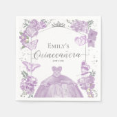 Quinceanera Servetten Lavendel Jurk Bloemen (Voorkant)