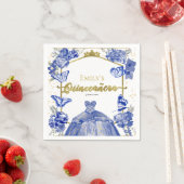 Quinceanera Servetten Royal Blue Dress Bloemen (Insitu)
