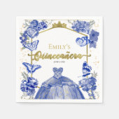Quinceanera Servetten Royal Blue Dress Bloemen (Voorkant)