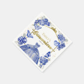 Quinceanera Servetten Royal Blue Dress Bloemen (Hoek)
