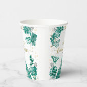 Quinceanera Servetten Smaragd Groene Jurk Bloemen Papieren Bekers (Rechts)