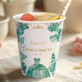 Quinceanera Servetten Smaragd Groene Jurk Bloemen Papieren Bekers