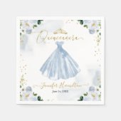 Quinceanera Servetten Stoffig Blauw Bloemen Jurk (Voorkant)