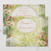 Quinceañera Shabby Chic Daisy & Wildflower Kaart (Voorkant / Achterkant)