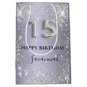 Quinceanera Silglitter-monogram Medium Cadeauzakje (Voorkant)