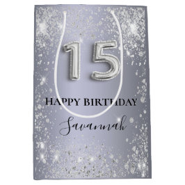 Quinceanera Silglitter-monogram Medium Cadeauzakje