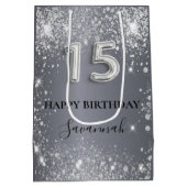 Quinceanera Silglitter-monogram Medium Cadeauzakje (Achterkant)