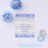 Quinceanera Silroyal blauwe budgetuitnodiging Flyer (Enkel)