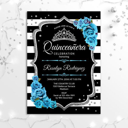 Quinceanera - Silver Black Blue Kaart