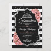 Quinceanera - Silver Black Blush Pink Kaart (Voorkant)