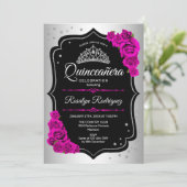Quinceanera - Silver Black Pink Kaart (Staand voorkant)