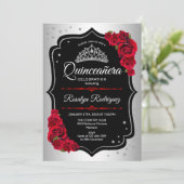 Quinceanera - Silver Black Red Kaart (Staand voorkant)