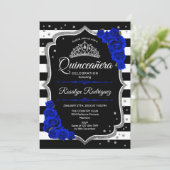 Quinceanera - Silver Black Royal Blue Kaart (Staand voorkant)