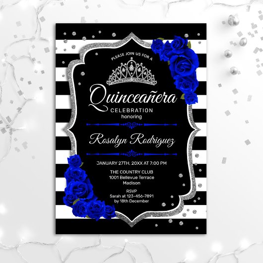 Quinceanera - Silver Black Royal Blue Kaart