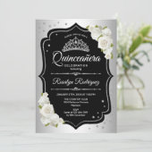 Quinceanera - Silver Black White Kaart (Staand voorkant)
